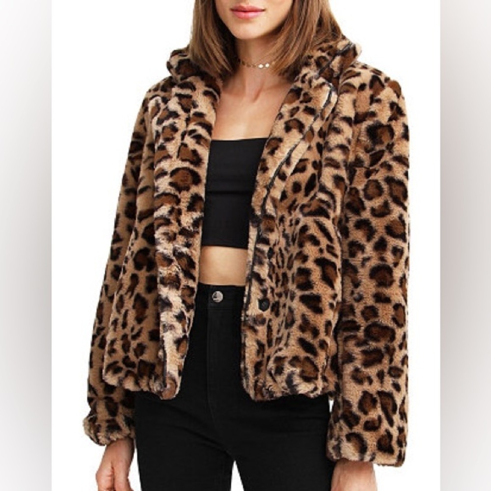 HYFVE Leopard Faux Fur Jacket Size S